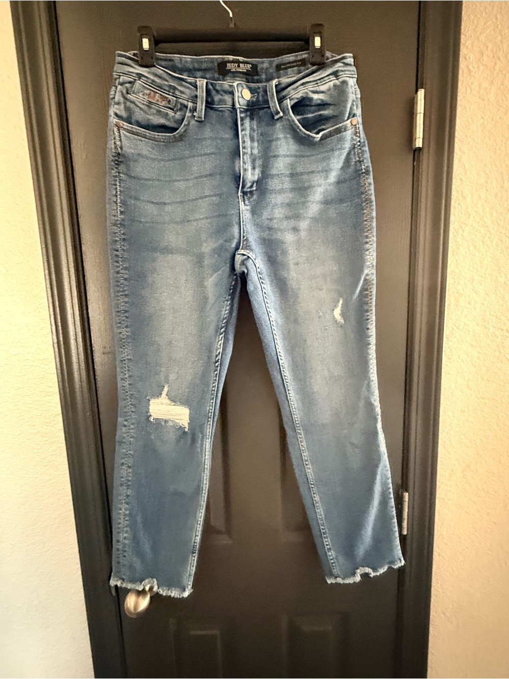 Judy Blue Light Blue Distressed Boyfriend Jeans